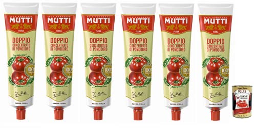 6x Mutti Doppio Concentrato di Pomodoro,Doppeltes Tomatenkonzentrat,100% Italienische Tomate,130g Tube + Italian Gourmet Polpa di Pomodoro 400g Dose von Italian Gourmet E.R.