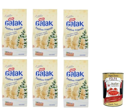 6x NESTLÉ GALAK Festive Friends weiße Schokoladen- und Müslifiguren, Beutel 147 g+Italian gourmet polpa 400g von Italian Gourmet E.R.