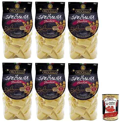 6x Oro Giallo Paccheri Pasta,Italienische Nudeln aus Hartweizengrieß 500g + Italian Gourmet Polpa di Pomodoro 400g Dose von Italian Gourmet E.R.