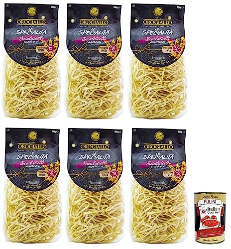 6x Oro Giallo Scialatielli Pasta,Italienische Nudeln aus Hartweizengrieß 500g + Italian Gourmet Polpa di Pomodoro 400g Dose von Italian Gourmet E.R.