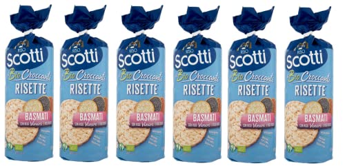 6x Riso Scotti Le Bio Croccanti Risette Basmati Knusprige, Glutenfreie Bio-Reiskuchen 120g Basmati mit Venere-Reis und Rotem Reis Reiswaffeln von Italian Gourmet E.R.