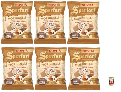 6x Sperlari Morbidelli Caramel Dorè Weiche Morbidelli-Nougats mit gesalzenem Karamell-Dorè-Überzug, 117 g+ Italian Gourmet polpa 400g von Italian Gourmet E.R.