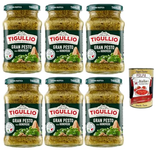 6x Star Tigullio GranPesto Pesto alla Genovese mit Basilikum 190 g Sauce Soße + Italian gourmet polpa 400g von Italian Gourmet E.R.