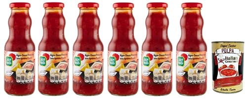 6x Suzi Wan Salsa Agrodolce Piccante,Scharfe süß-saure Soße,Ideal für Aperitifs,Glas 350g + Italian Gourmet Polpa di Pomodoro 400g Dose von Italian Gourmet E.R.