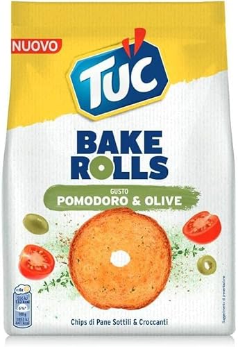 6x Tuc Bake Rolls, dünne und knusprige Brotchips mit Tomaten-Oliven-Geschmack 150 g von Italian Gourmet E.R.