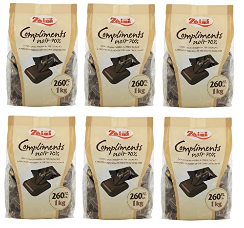 6x Zaini Compliments Noir Pralinen mit 70% Kakao ca. 260 Stück Schokolade in einem 1Kg-Beutel von Italian Gourmet E.R.