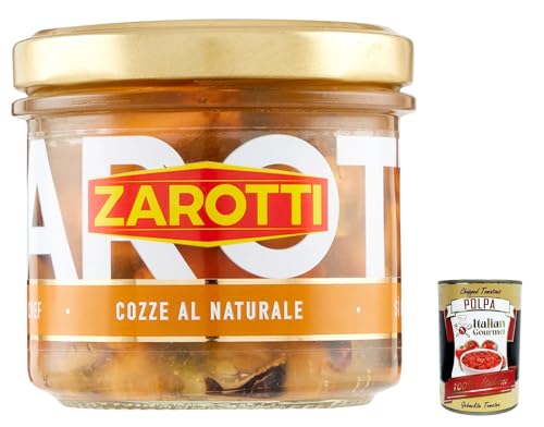 6x Zarotti Cozze al naturale, Muscheln in Aufguß in glas 140g + Italian Gourmet polpa 400g von Italian Gourmet E.R.