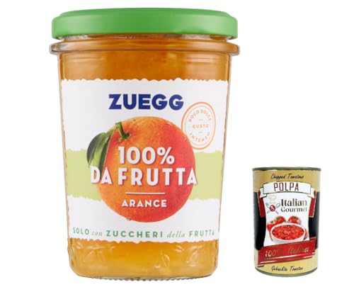 6x Zuegg Arance 100% Frutta, Marmelade Orange 100% Frucht Konfitüre Brotaufstriche Italien 250g + Italian Gourmet polpa 400g von Italian Gourmet E.R.