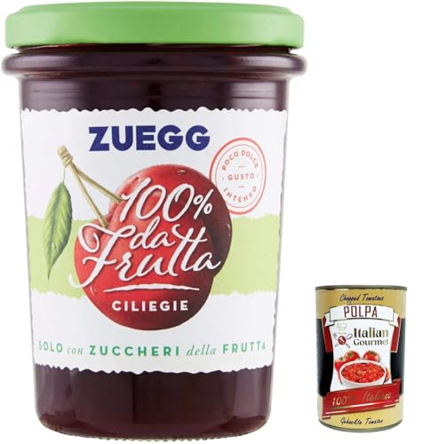 6x Zuegg Ciliegie 100% Frutta, Marmelade Kirschen 100% Frucht Konfitüre Brotaufstriche Italien 250g + Italian Gourmet polpa 400g von Italian Gourmet E.R.