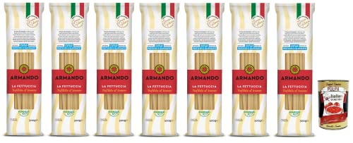 7x Armando La Fettuccia,Bronzegezogene Nudeln,100% Italienische Pasta 500g + Italian Gourmet Polpa di Pomodoro 400g Dose von Italian Gourmet E.R.