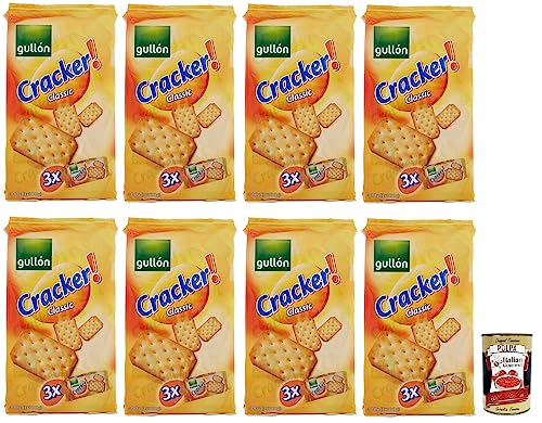 8x Gullón Cracker Classic,Salziger Kekse,Snacks,Packung mit 300g, jede Packung enthält 3 Päckchen à 100g + Italian Gourmet Polpa di Pomodoro 400g Dose von Italian Gourmet E.R.