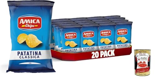 AMICA Chips | La Patatina Classica Originale, Der originale klassische Chip, glutenfreie Snacks, mit Sonnenblumenöl, 20 Stück x 100 g + Italian Gourmet polpa 400g von Italian Gourmet E.R.