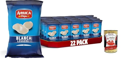 AMICA Chips | Patatine Blanca Pellet, Leicht und knusprig, Snack mit Kartoffelstärke, ohne Mononatriumglutamat, mit Sonnenblumenöl, 12 x 160 gr + Italian Gourmet polpa 400g von Italian Gourmet E.R.