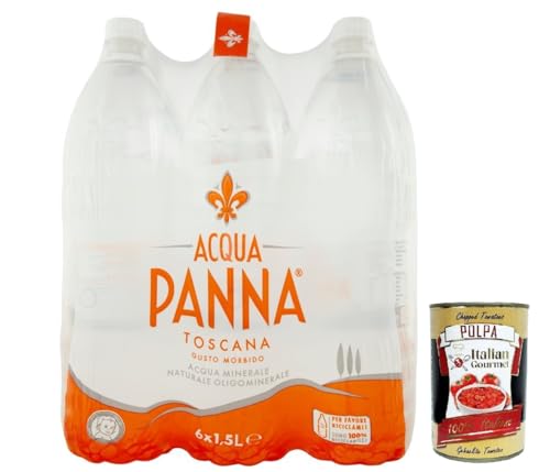 Acqua Panna Still Natural Mineralwasser, natürliches Wasser, Mineral Water 6x 1500ml + Italian Gourmet polpa 400g von Italian Gourmet E.R.