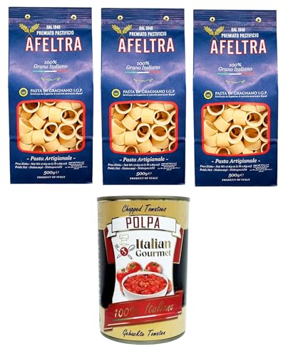 Afeltra Pasta di Gragnano I.G.P Calamaro I.G.P. Grießnudeln 3x 500gr + Italian Gourmet polpa 400g von Italian Gourmet E.R.