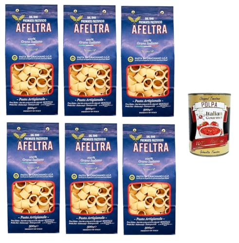 Afeltra Pasta di Gragnano I.G.P Calamaro I.G.P. Grießnudeln 6x 500gr + Italian Gourmet polpa 400g von Italian Gourmet E.R.