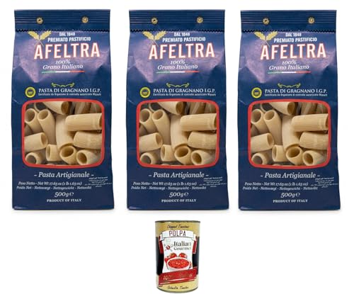 Afeltra Pasta di Gragnano I.G.P Rigatone I.G.P. Grießnudeln 3x 500gr + Italian Gourmet polpa 400g von Italian Gourmet E.R.