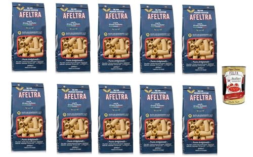 Afeltra Rigatoni 100% Grano Italiano 500g,Gragnano IGP - Nudeln aus Hartweizengrieß von höchster Qualität 10x 500g + Italian Gourmet Polpa di Pomodoro 400g Dose von Italian Gourmet E.R.