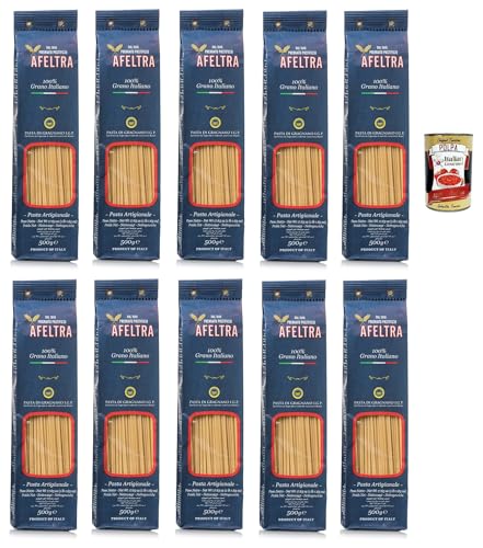 Afeltra Spaghettoni 100% Grano Italiano 500g,Gragnano IGP - Nudeln aus Hartweizengrieß von höchster Qualität 10x 500g + Italian Gourmet Polpa di Pomodoro 400g Dose von Italian Gourmet E.R.