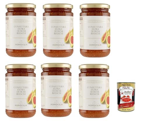 Agrisicilia Confettura Extra di Fichi Bianchi White Figs Extra Jam, Weiße Feigen Extra Konfitüre, Marmelade - 6 x 360 g + Italian Gourmet polpa 400g von Italian Gourmet E.R.