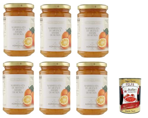 Agrisicilia Marmellata di Arance Amare di Sicilia, Sizilianischer bitterer Orangenmarmelade, jam marmelade, 6x 360g + Italian Gourmet polpa 400g von Italian Gourmet E.R.