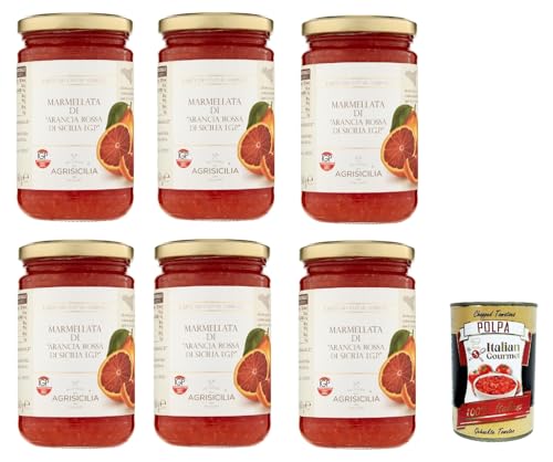 Agrisicilia Marmellata di "Arancia Rossa di Sicilia I.G.P.", Rote Orangenmarmelade von Sizilien I.G.P. , jam marmelade, 6x 360g + Italian Gourmet polpa 400g von Italian Gourmet E.R.