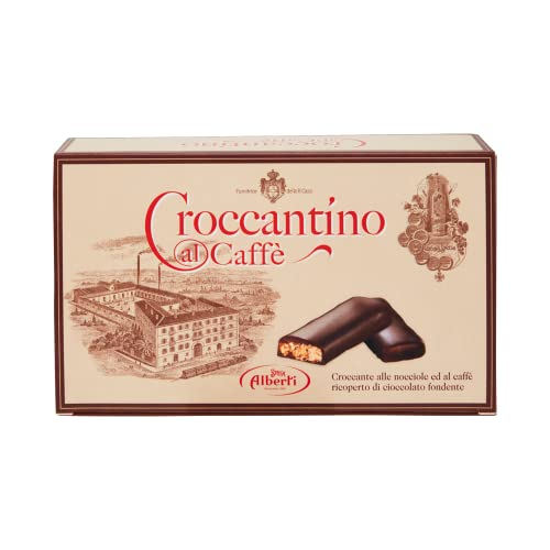 Alberti Strega Croccantino al Caffè Croccante alle nocciole e al caffè ricoperto di cioccolato fondente Knusprig mit Haselnüssen und Kaffee mit dunkler Schokolade überzogen 300g Glutenfrei von Italian Gourmet E.R.