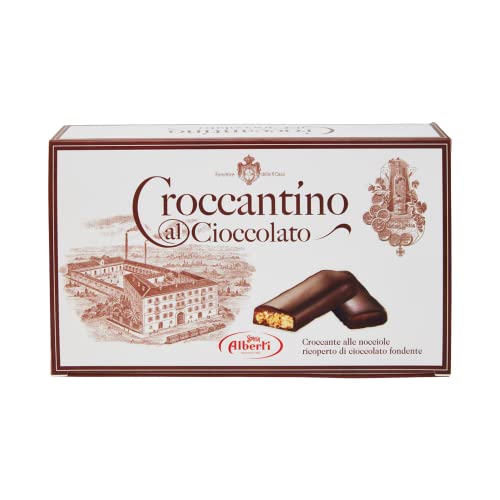 Alberti Strega Croccantino al Cioccolato Croccante alle nocciole ricoperto di cioccolato fondente Knusprig mit Haselnüssen mit dunkler Schokolade überzogen 300g Glutenfrei von Italian Gourmet E.R.