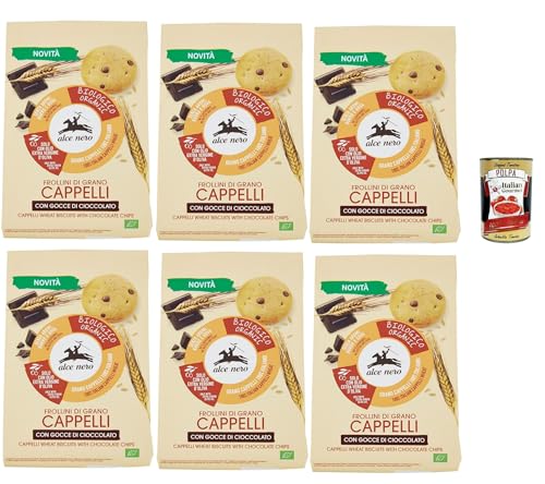 Alce Nero Frollini di grano Cappelli con gocce di cioccolato Weizenkekse mit dunkle Schokoladentropfen Kekse 6x 250g + Italian Gourmet polpa 400g von Italian Gourmet E.R.