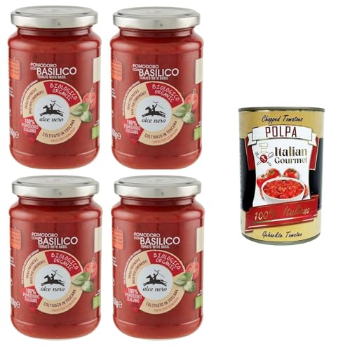 Alce Nero Pomodoro con basilico Tomate mit Basilikum 4x350gr +Italian Gourmet polpa 400g von Italian Gourmet E.R.