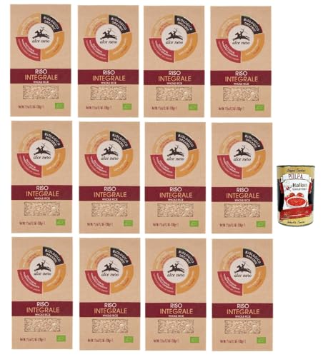 Alce Nero Riso Integrale vollkorn Reis 12x 500g Italienischer Reis, Ideal für Salate und Suppen, 100% italienischer Reis + Italian Gourmet polpa 400g von Italian Gourmet E.R.