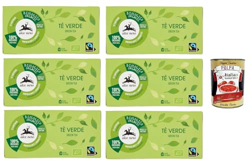 Alce Nero- Tè Verde Rinfrescante e aromatico Grüner Tee Erfrischend und aromatisch 6x 35gr (Packung mit 20 Filtern)+ Italian Gourmet polpa 400g von Italian Gourmet E.R.