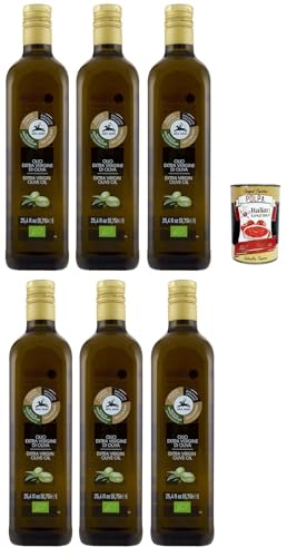 Alce nero Olio Extra Vergine di Oliva 100% Italiano, kaltgepresst natives Olivenöl extra, 100% italienisch, 6x 750ml + Italian Gourmet polpa 400g von Italian Gourmet E.R.