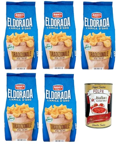 Amica Chips Eldorada Chips Tradizionale Kartoffelchips gesalzen 5x 130g Kartoffel + Italian Gourmet polpa 400g von Italian Gourmet E.R.