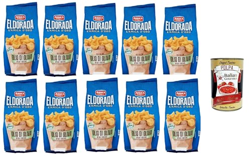 Amica Chips Eldorada Chips mit Olivenöl Kartoffelchips gesalzen 10x 130g Kartoffel + Italian Gourmet polpa 400g von Italian Gourmet E.R.