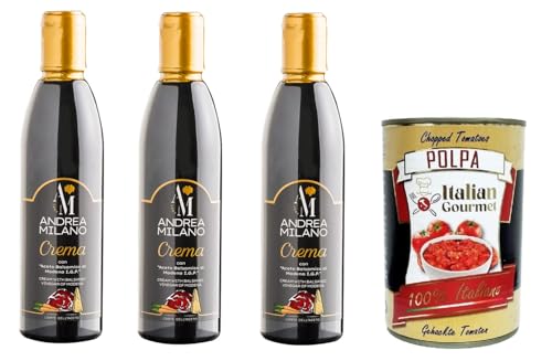 Andrea Milano- Crema con Aceto Balsamico di Modena Creme mit Balsamico-Essig aus Modena 3x250ml+ Italian Gourmet polpa 400g von Italian Gourmet E.R.