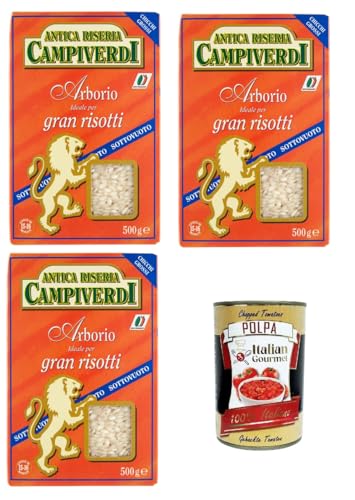 Antica Riseria Campiverdi- Riso Arborio Ideal für tolle Risottos 3x500gr + Italian Gourmet polpa 400g von Italian Gourmet E.R.