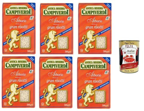 Antica Riseria Campiverdi- Riso Arborio Ideal für tolle Risottos 6x500gr + Italian Gourmet polpa 400g von Italian Gourmet E.R.