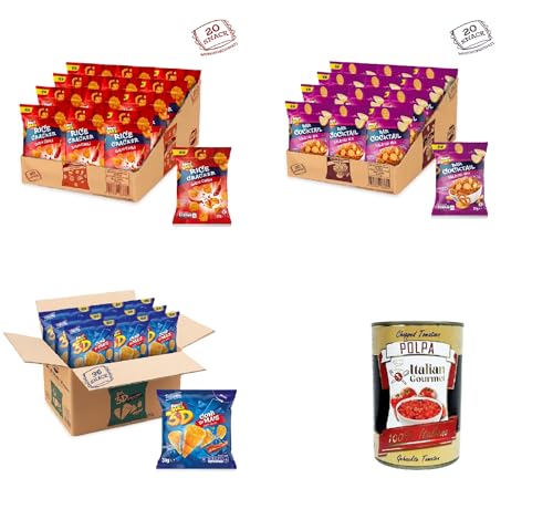 Aperisnack Testpaket 3D, BAR COCKTAIL,RICE CRAKER 76 Einzelportionen + Italian Gourmet polpa 400g von Italian Gourmet E.R.