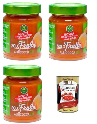 Apicoltura Casentinese marmellata Solo Frutta Albicocca Marmelade Nur Frucht Aprikose 3x295gr + Italian Gourmet Polpa di Pomodoro 400g von Italian Gourmet E.R.