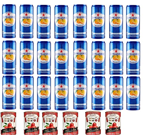 Aranciata Dose 24 x 330 ml. Sanpellegrino Limonade Original + Italian Gourmet 100% italienische geschälte Tomaten dosen 6x 400g von Italian Gourmet E.R.