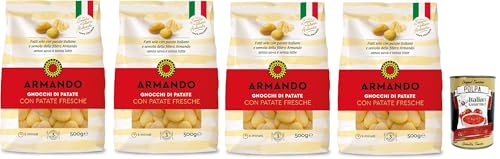 Armando, Gnocchi di Patate, Gnocchi mit frischen italienischen Kartoffeln und Durumweizen -Grieß 100% italienischer Kette - 4x 500 g + Italian Gourmet polpa 400g von Italian Gourmet E.R.