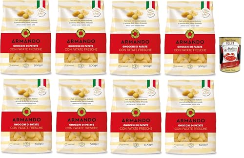 Armando, Gnocchi di Patate, Gnocchi mit frischen italienischen Kartoffeln und Durumweizen -Grieß 100% italienischer Kette - 8x 500 g + Italian Gourmet polpa 400g von Italian Gourmet E.R.