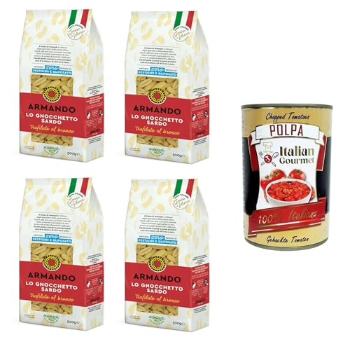 Armando Lo Gnocchetto Sardo, Trafilato al bronzo Der Sardo Gnocchetto, aus Bronze gezogen 4x500gr + Italian Gourmet polpa 400g von Italian Gourmet E.R.