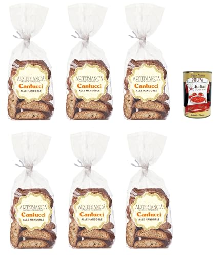 Artebianca Cantucci alle mandorle, Cantucci Biscuits mit Mandeln, Mandelgebäck aus Italien 6x 250g + Italian Gourmet polpa 400g von Italian Gourmet E.R.