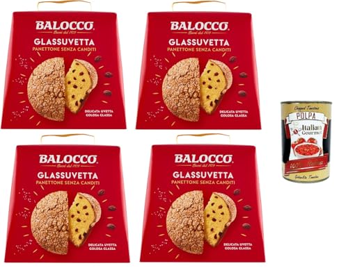 BALOCCO Panettone Glassuvetta senza canditi GlassRosinen ohne kandierte Früchte 4x 750gr+ Italian Gourmet polpa 400g von Italian Gourmet E.R.