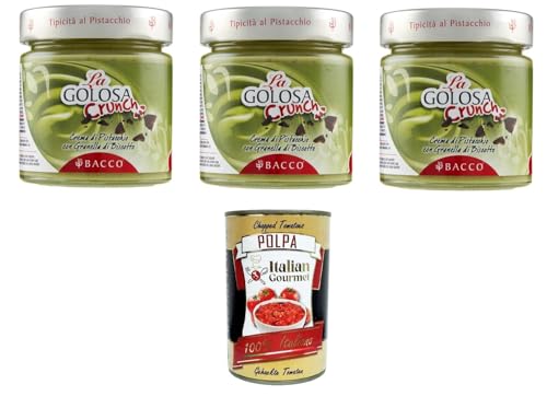 Bacco La Golosa Crema al Pistacchio con Granella di biscotto Die köstliche Pistaziencreme mit Keksbröseln 3x200gr + Italian Gourmet polpa 400g von Italian Gourmet E.R.