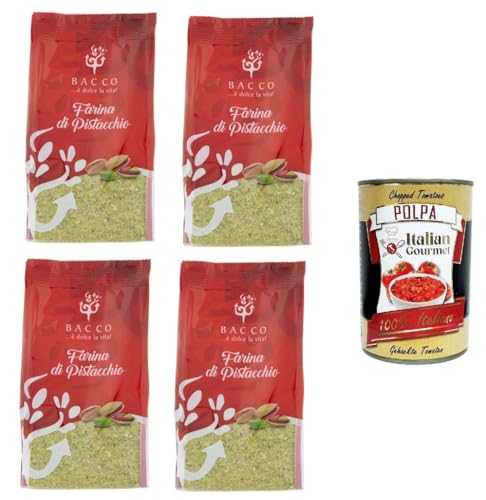 Bacco farina di pistacchio Pistazienmehl 4x100 g + Italian Gourmet Polpa di Pomodoro 400g von Italian Gourmet E.R.