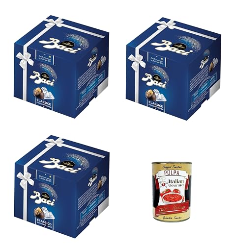 Baci Perugina Würfel Baci Pralinen mit dunkler Schokoladenglasur überzogen und mit ganzen Haselnüssen darin 3x325gr + Italian Gourmet polpa 400g von Italian Gourmet E.R.