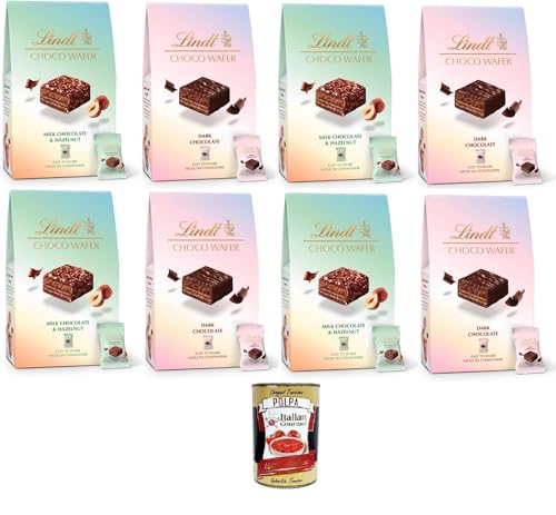 Bag Choco Wafer Testpaket Haselnuss und Gianduja, einzeln verpackt, Wafer Dunkle Schokolade Knusprige Pralinen 8x135g+ Italian Gourmet polpa 400g von Italian Gourmet E.R.